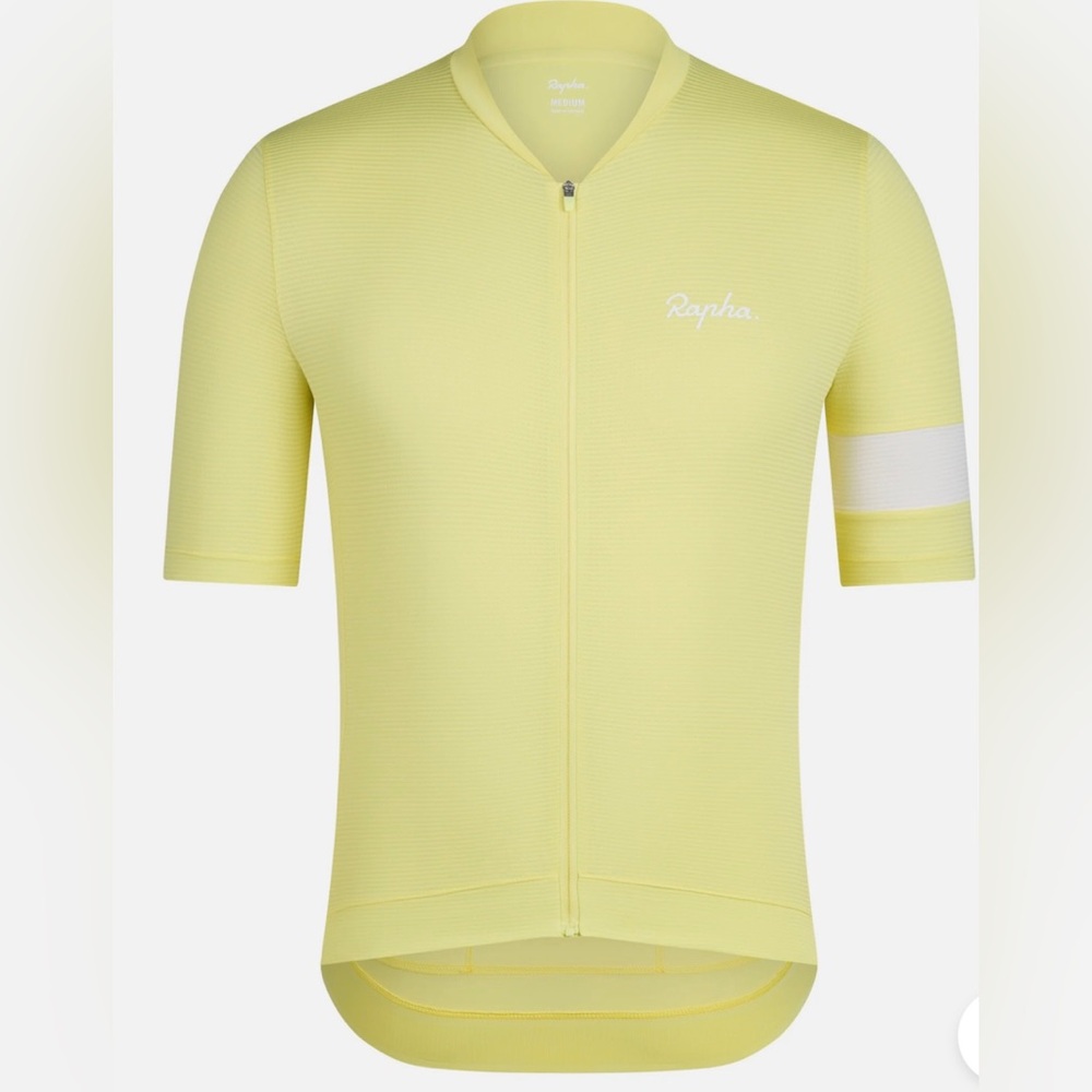 Rapha Men's Core Lightweight Jersey Canary Yellow. White Alyssum Cycling Shirt.